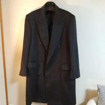 블랙 더블 브레스트 롱 코트