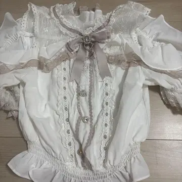 LIZLISA 오픈 숄더 프릴 블라우스 핑크