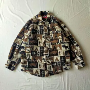 구제 의류 true grit 플리스 자켓 플리스 셔츠 애니멀 90s