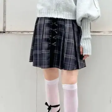merry jenny 메리제니 플리츠 체크 리본 미니 스커트