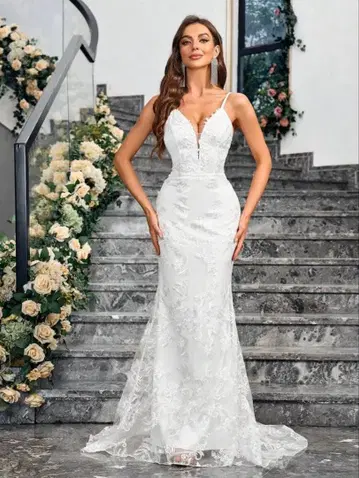 화이트 웨딩 드레스 핏 & 플레어 사진 촬영 사전 촬영