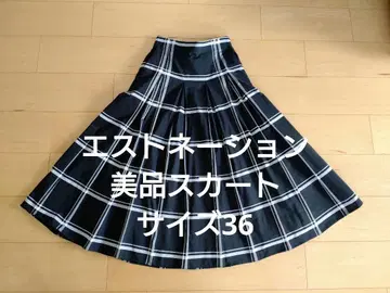새상품급 ESTNATION 플레어 체크 스커트 블랙/그레이/화이트 S