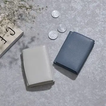 가죽제 3단 폴더형 지갑 블루