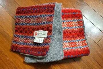 Robert Sim 울 머플러 빨간색 그레이