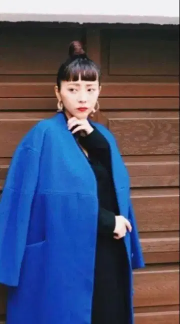 UN3D (UN3D) 울 바이컬러 코쿤 코트 블루 38