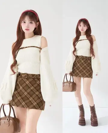 다리치 도킹 미들 허리 니트 미니 원피스