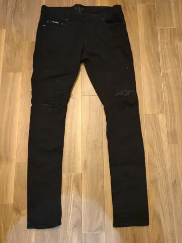 잭 로즈 블랙 스키니 데님 데미지 가공 w34