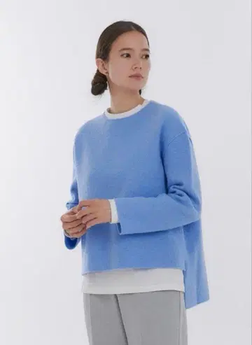 yori 압축 프론트 숏 풀오버 니트