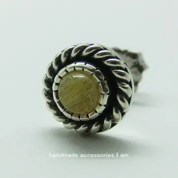 편귀용 행운 루틸 쿼츠 네이티브 라이크 스터드 귀걸이 실버 925