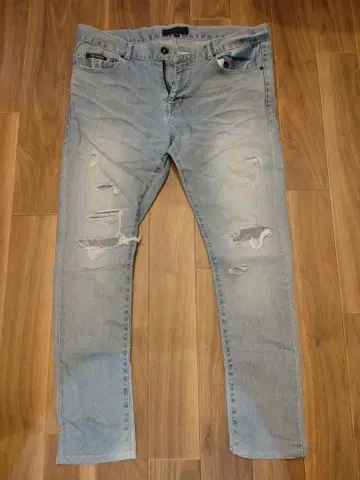 잭 로즈 스키니 데님 라이트 블루 사이즈 35 데미지 가공