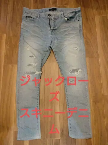 잭 로즈 스키니 데님 라이트 블루 사이즈 35 데미지 가공