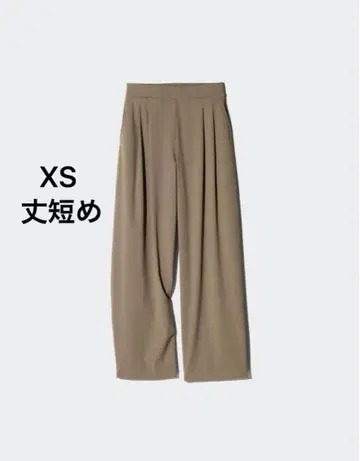 유니클로 울트라 스트레치 액티브 와이드 팬츠 기장 짧음 XS 카키