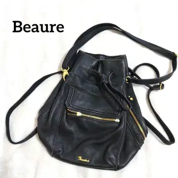 뷰레 럭색 백팩 천연 가죽 가죽 블랙 골드 금장 장식 복조리