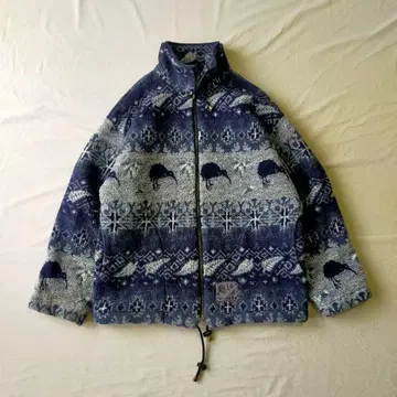 구제 의류 mika new zealand 플리스 자켓 애니멀 키위 패턴