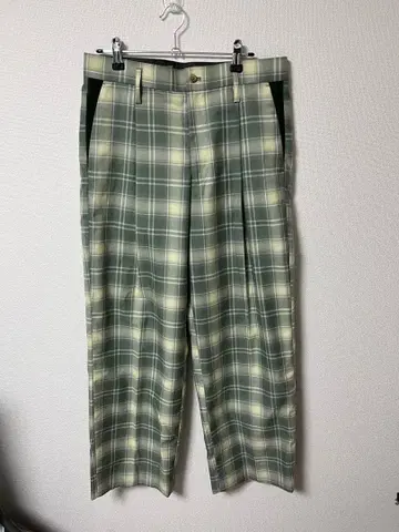 UNITED TOKYO 체크 와이드 슬랙스 2 그린