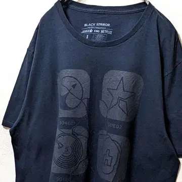 블랙 미러 빅 로고 T셔츠 블랙 검정 L 구제 의류
