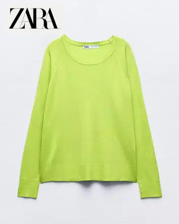 플레인 파인 니트 스웨터 라임