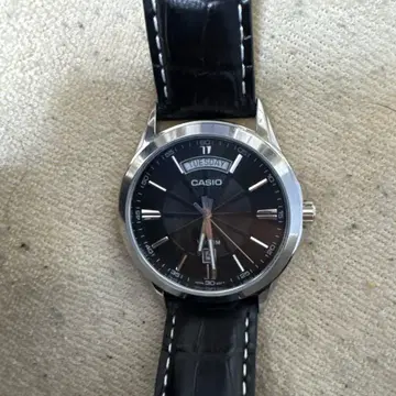 CASIO 아날로그 손목시계 블랙 가죽