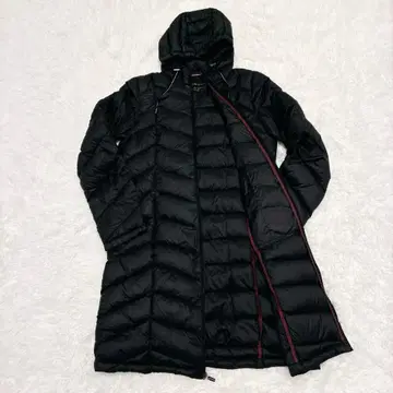 타미힐피거 다운 코트 롱 페더 후드 부착 경량 블랙