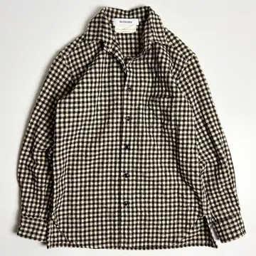 [ 새상품급 ] 베리떼꾸르 / 융모 코튼 울 깅엄 체크 셔츠 / 브라운