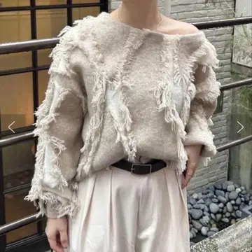 mystic 프린지 니트 프리 사이즈 베이지