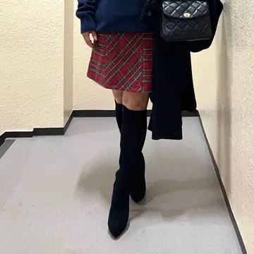 #블랙스 스웨이드 롱 부츠