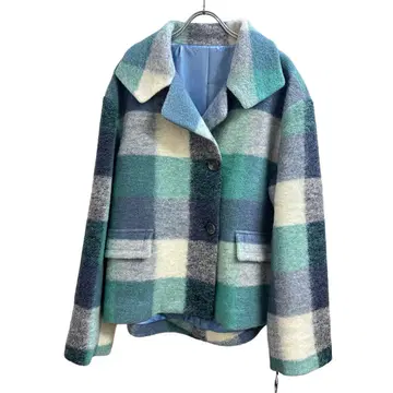 [ Robe ] [ 로브 ] 이탈리아제 원단 체크 무늬 하프 코트