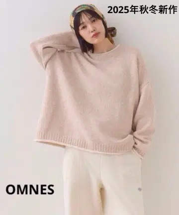 멜란지 배색 드롭 숄더 니트 풀오버 베이지