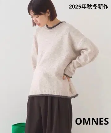 멜란지 배색 드롭 숄더 니트 풀오버 긴팔 라이트 그레이