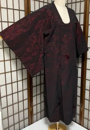 C14 순수 실크 겨울용 비로드 와나 코트 롱 기모노