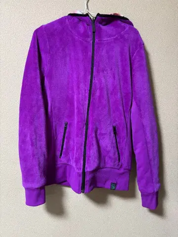 VOLCOM 리버서블 플리스 후드티 여성용 M 꽃무늬 퍼플