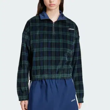 adidas 코듀로이 타탄 하프 지퍼 탑 L 사이즈