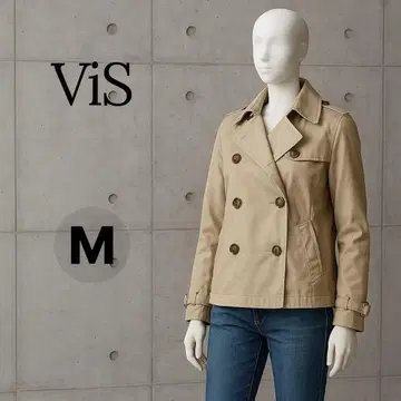 비스 ViS 숏 기장 트렌치코트 M 사이즈 베이지 선착순!