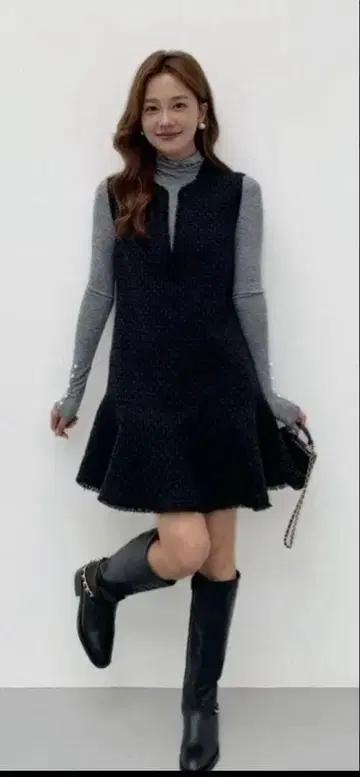 birthdaybash TWEED DRESS 슬리브리스 블랙