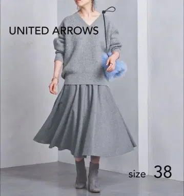 유나이티드 애로우즈 UWSC W/N 플레어 스커트 울 롱 그레이