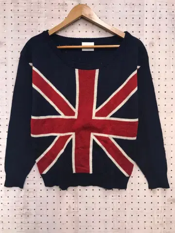Y2K 인디 시리즈 구제 의류 영국 국기 유니언 잭 니트탑