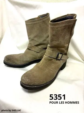 5351 풀옴 사이드 지퍼 스웨이드 가죽 엔지니어 부츠