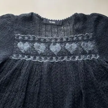 핑크하우스 블랙 반팔 니트 상의