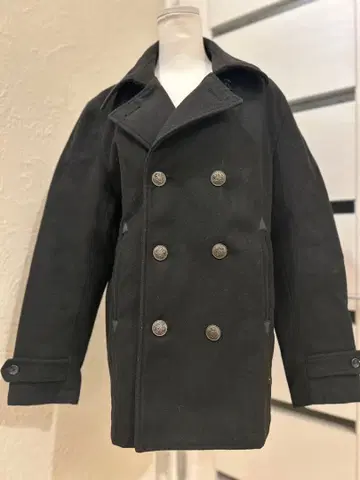 블랙 울 피 코트