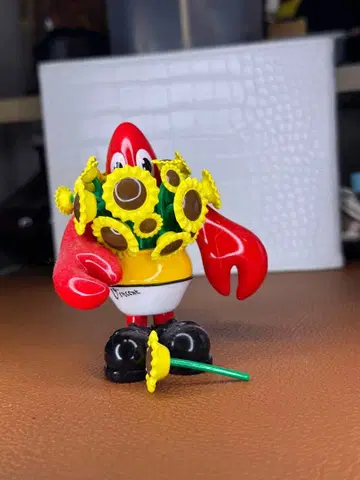 Popmart 꽃다발을 든 랍스터 피규어