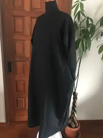 핸드메이드 원피스 코쿤 넥워머 후드 부착 블랙 라메 고급 원단 사용