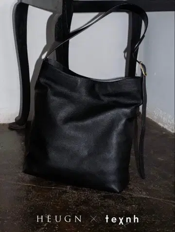 HEUGN texnh 버킷 토트백 숄더 블랙 가죽