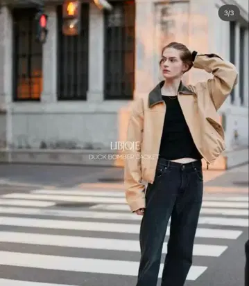 libjoie 더블 가죽 자켓 베이지 카키