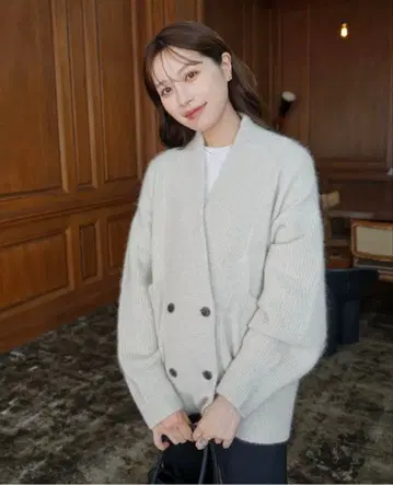 laubeblanc breasted Shaggy knit Cardigan