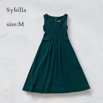 시빌라 Sybilla 슬리브리스 원피스 핀턱 M 그린