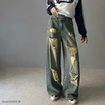 [ 자바 콜라보 ] 여성용 데미지 데님 클래식 엘프 M