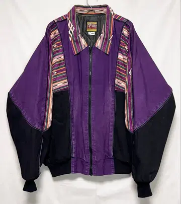 90's USA제 보라색 x 블랙 충전솜 집업 블루종