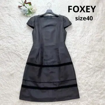 빅 사이즈 폭시 원피스 40 L 반팔 블랙 실크 리본 그레이