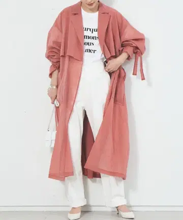 [ 새상품급 ] 시어 라이트 코트 트렌치코트 핑크