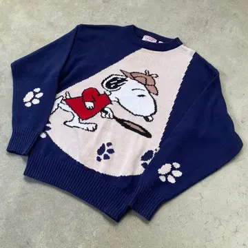 90s SNOOPY 니트 구제 의류 SCAULZ 디즈니 캐릭터 M